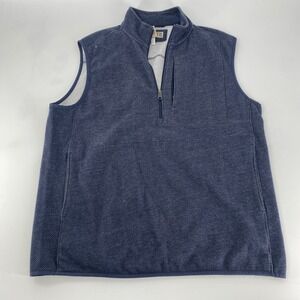 Duluth Trading Co Mens Blue‎ Textured Quarter Zip Vest Size L